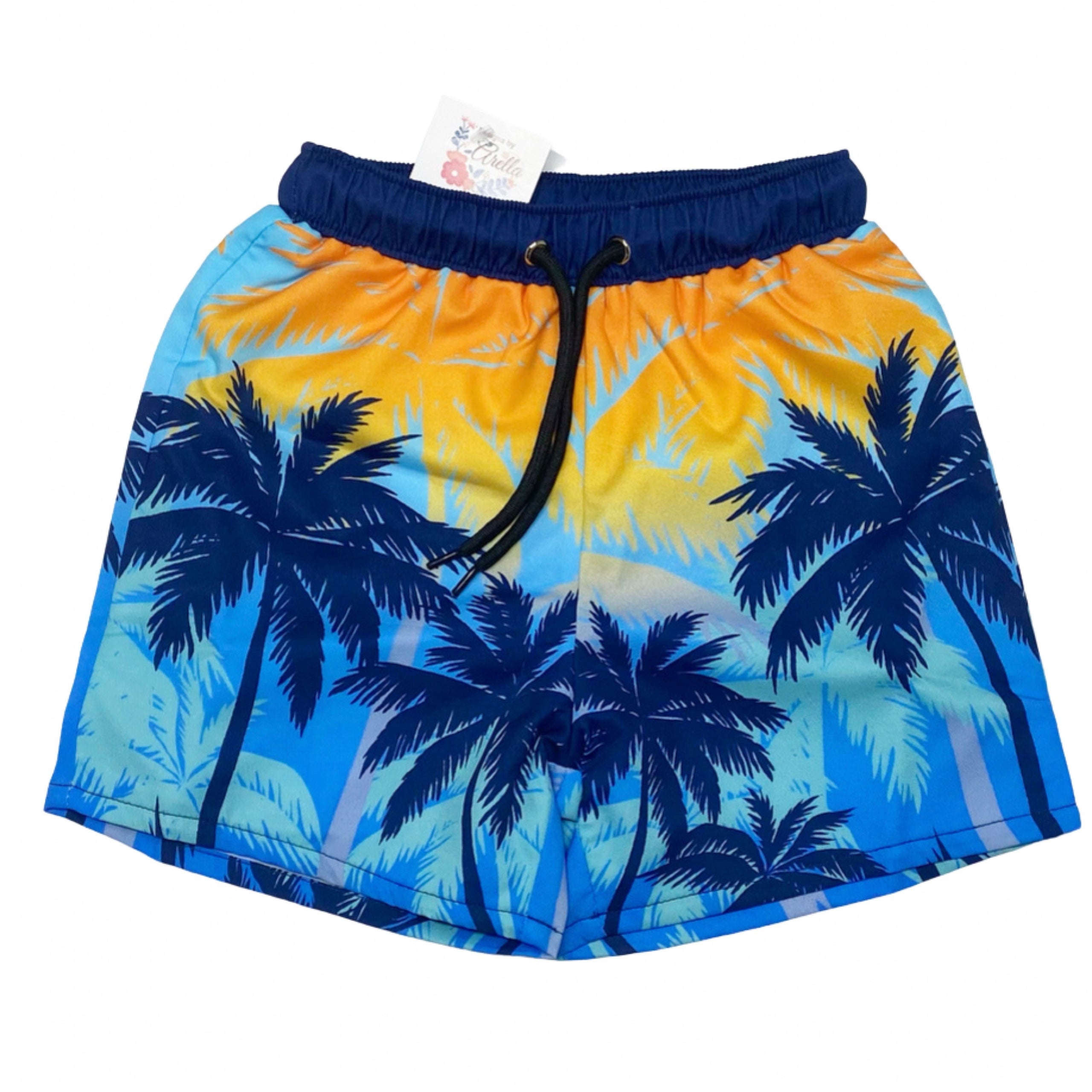 Navy palm tree swim shorts | Designs by Arella